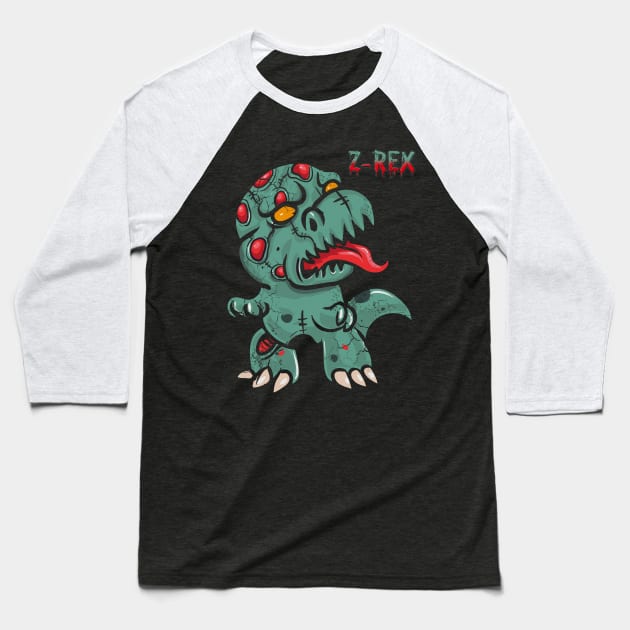 Zombie T Rex Z Rex Halloween Dinosaur Baseball T-Shirt by E